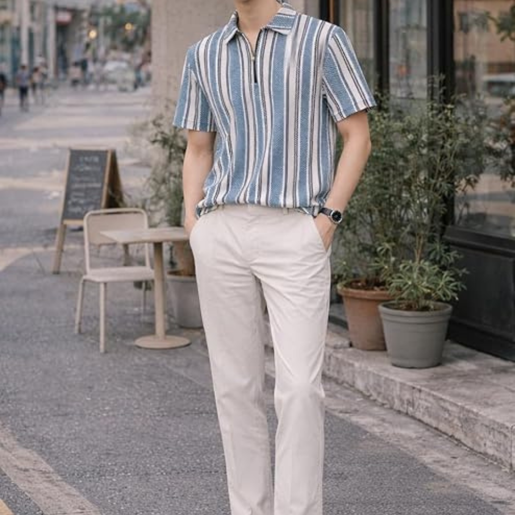 Polo T-Shirt with Zip Collar