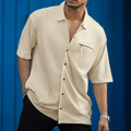 Cream Down Pocket Half Sleeve Shirt