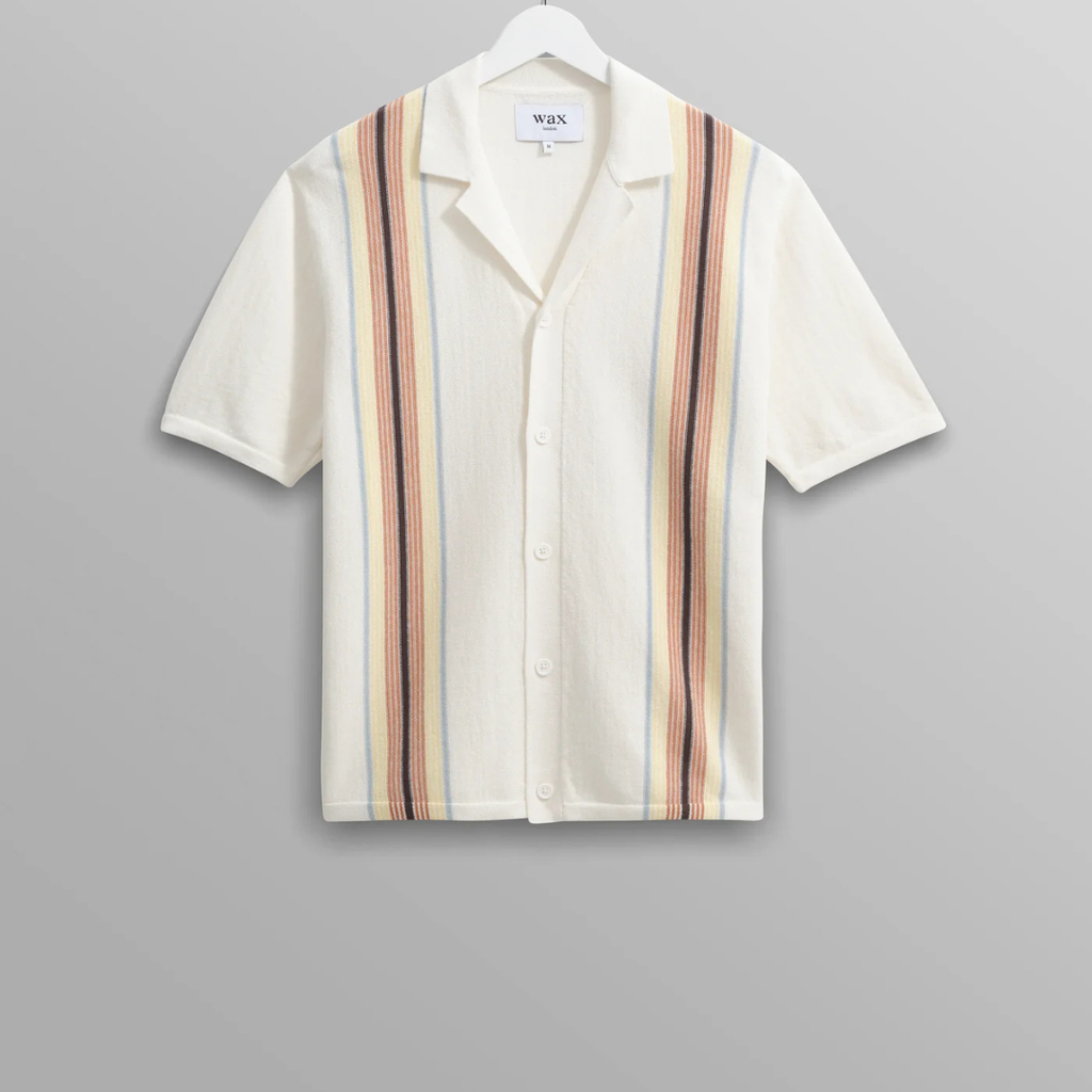 Ecru And Multicolour Striped Cotton Polo Shirt