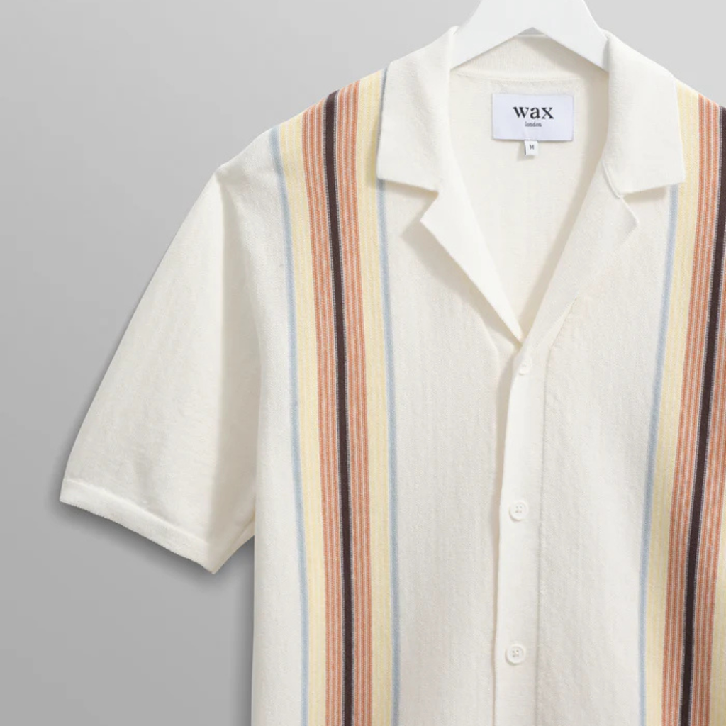 Ecru And Multicolour Striped Cotton Polo Shirt
