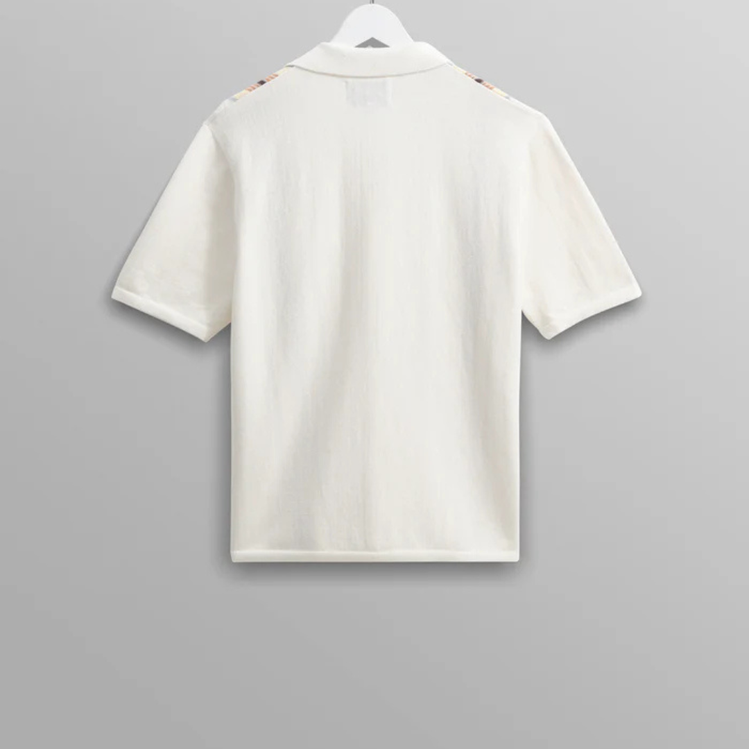 Ecru And Multicolour Striped Cotton Polo Shirt