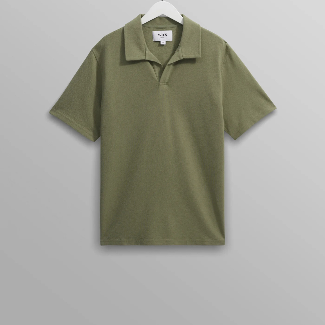 Green Textured Organic Cotton Polo Shirt