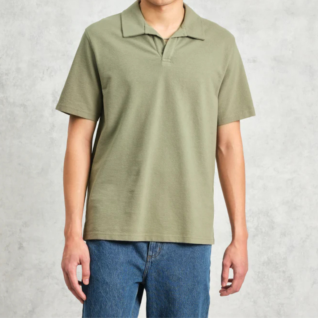 Green Textured Organic Cotton Polo Shirt