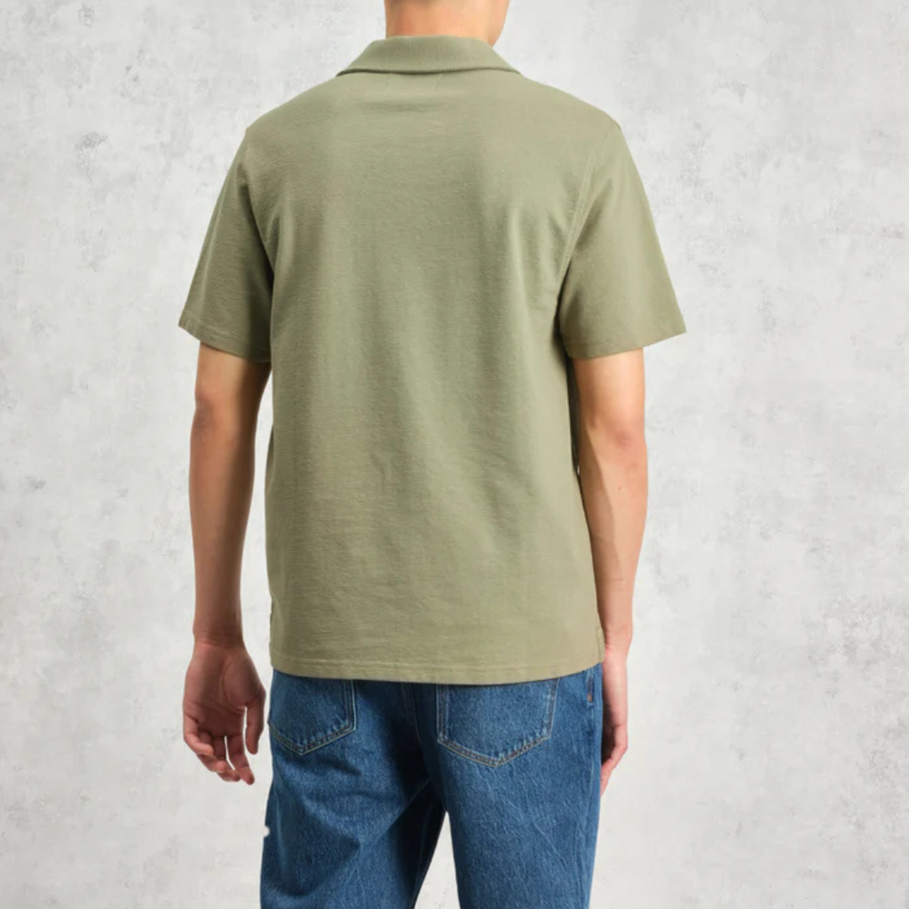 Green Textured Organic Cotton Polo Shirt