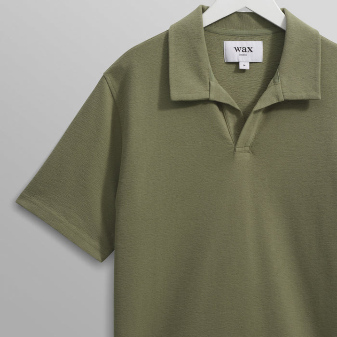 Green Textured Organic Cotton Polo Shirt