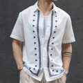 Off White Embroidered Cotton Shirt