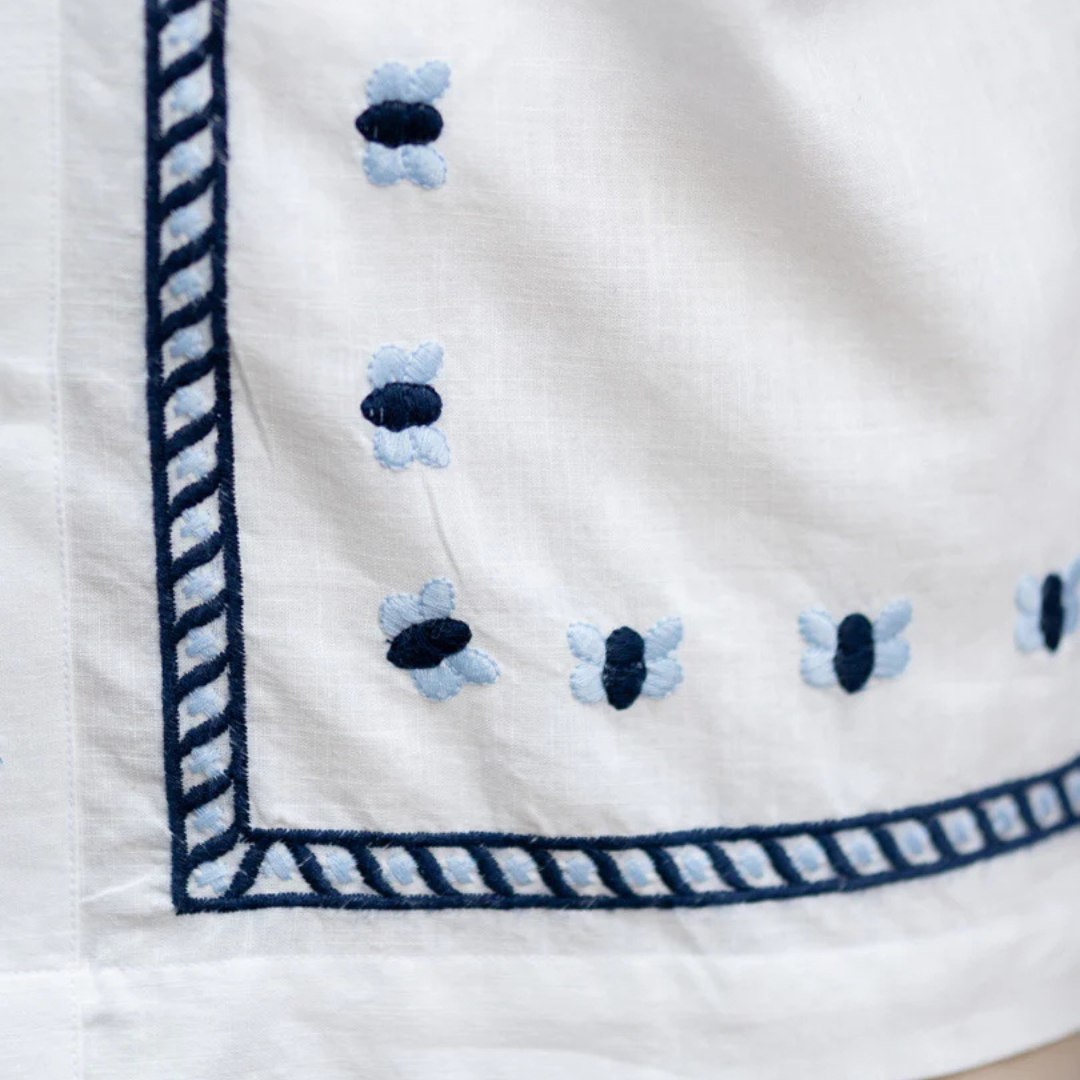Off White Embroidered Cotton Shirt