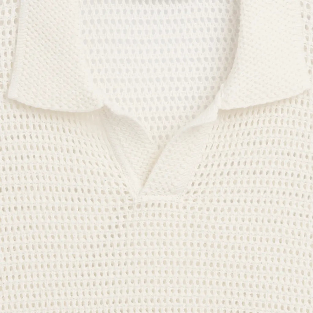 Mesh Polo T-Shirt in a cream color