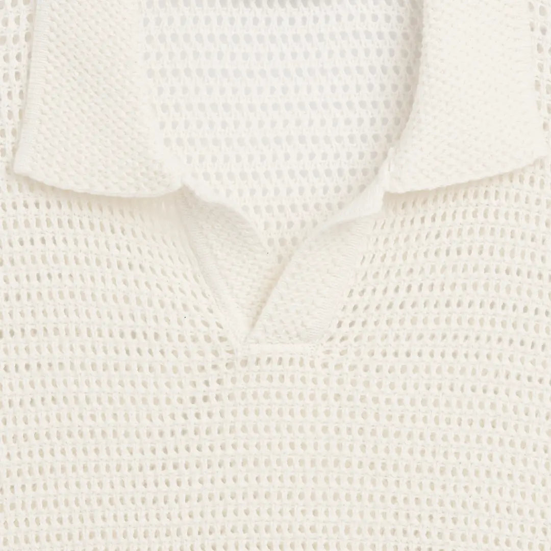 Mesh Polo T-Shirt in a cream color