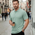MACK JONNEY Self Design Polo Neck Green T-Shirt