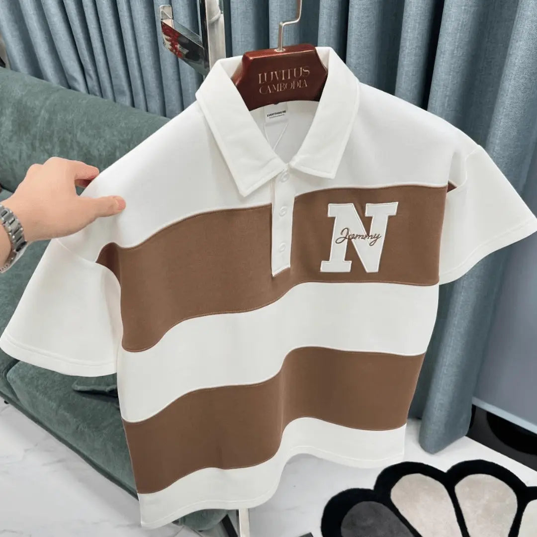 Striped Colored Fit Polo Prime Style T-Shirt