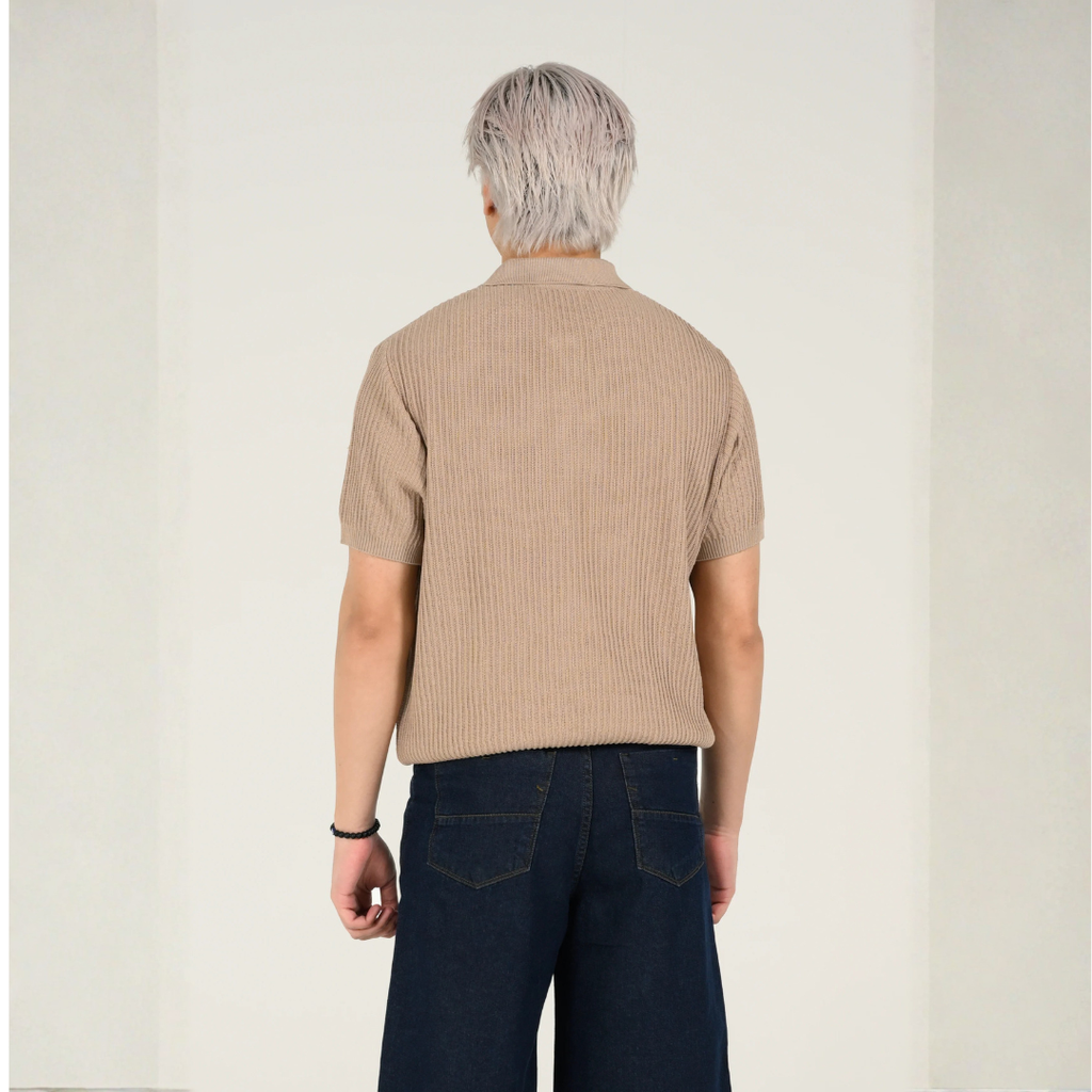 Zip Placket Knitted Polo