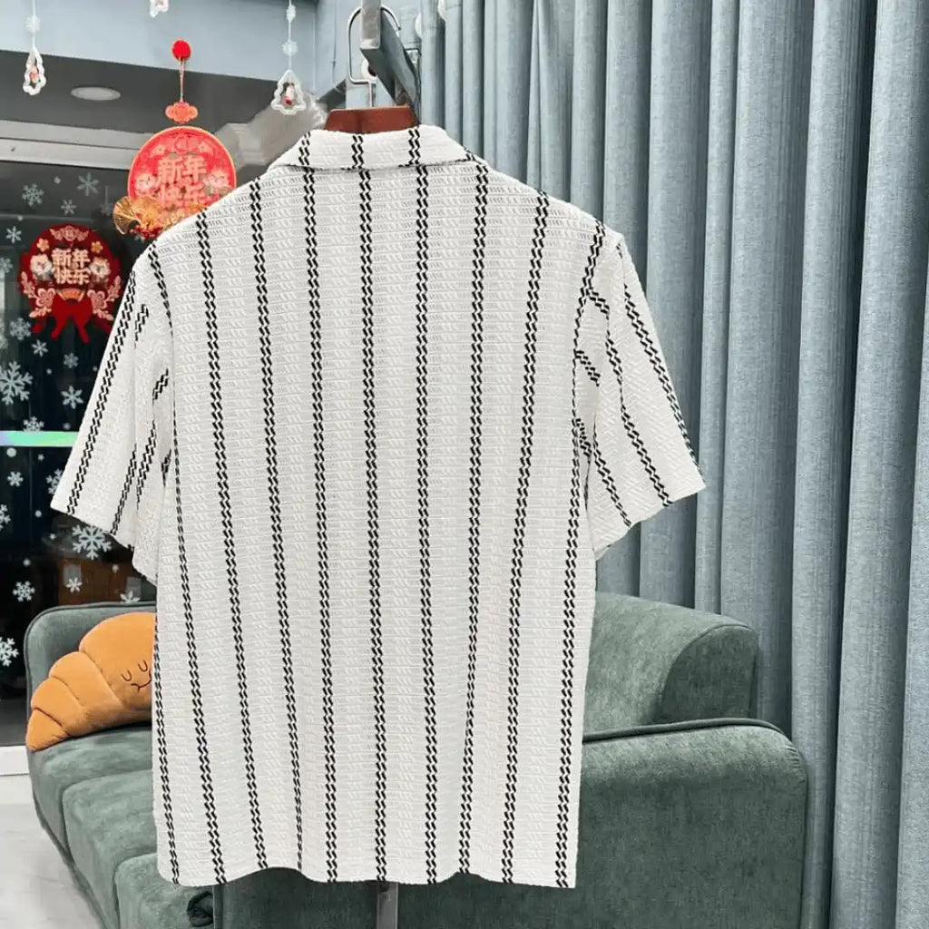 LCW Vision Regular Fit Short Sleeve white and black striped Shirt