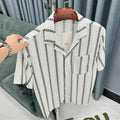 LCW Vision Regular Fit Short Sleeve white and black striped Shirt