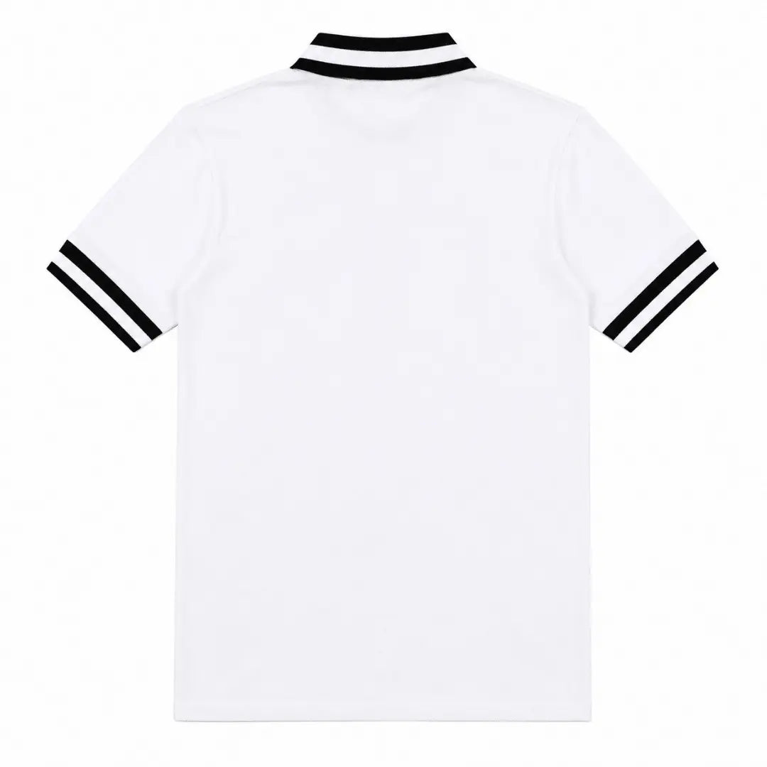 Elegant White Polo T-Shirt with Black Tipping