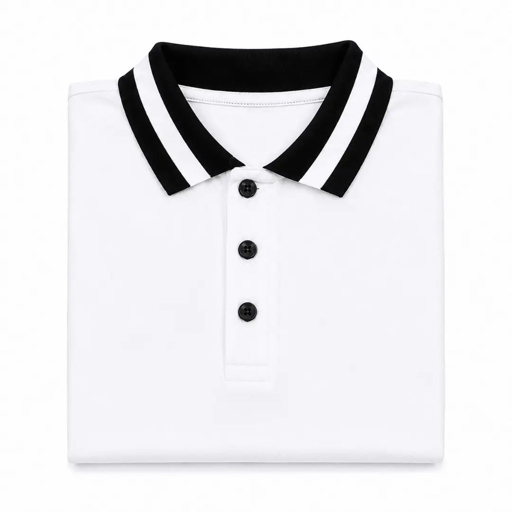 Elegant White Polo T-Shirt with Black Tipping