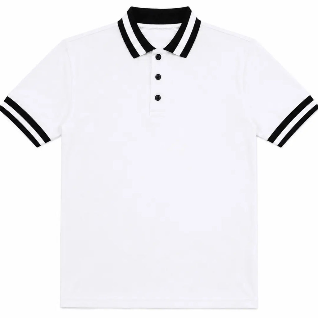Elegant White Polo T-Shirt with Black Tipping