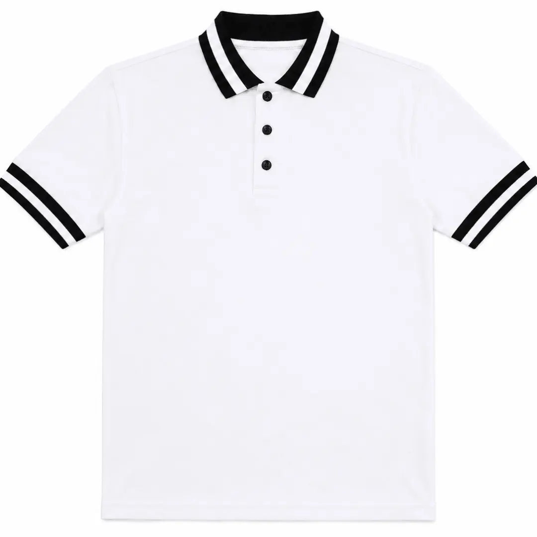 Elegant White Polo T-Shirt with Black Tipping