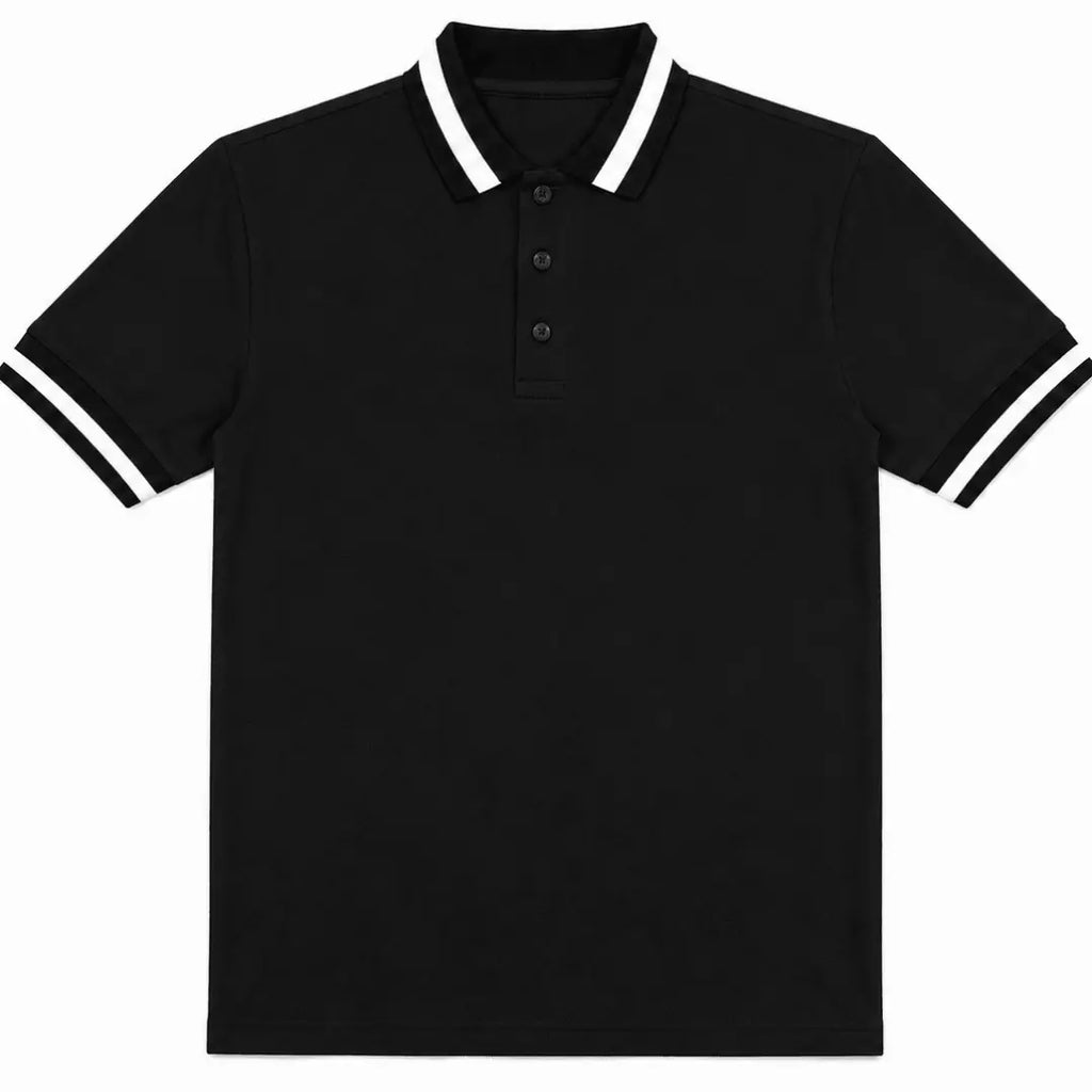 Elegant White Polo T-Shirt with Black Tipping