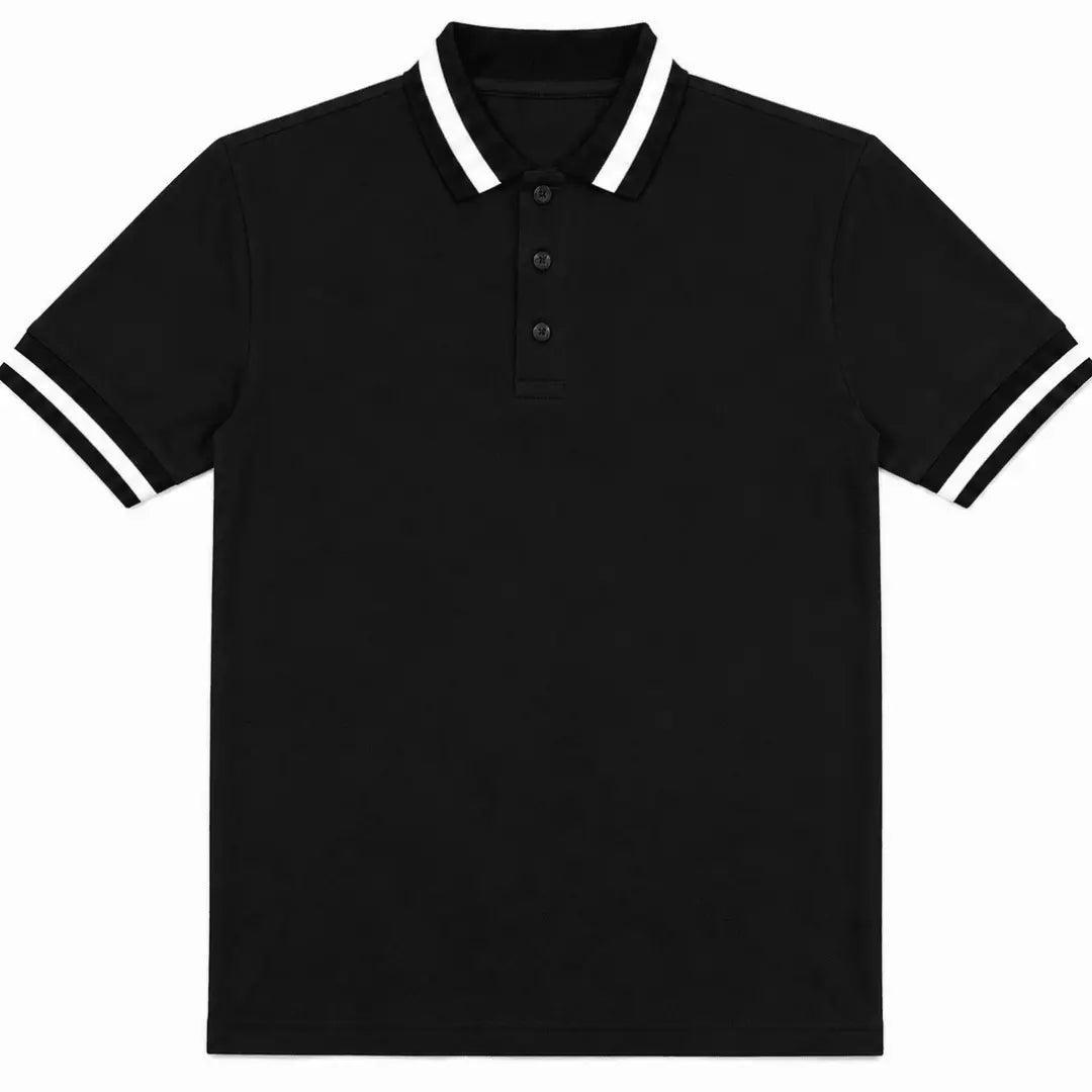 Elegant White Polo T-Shirt with Black Tipping