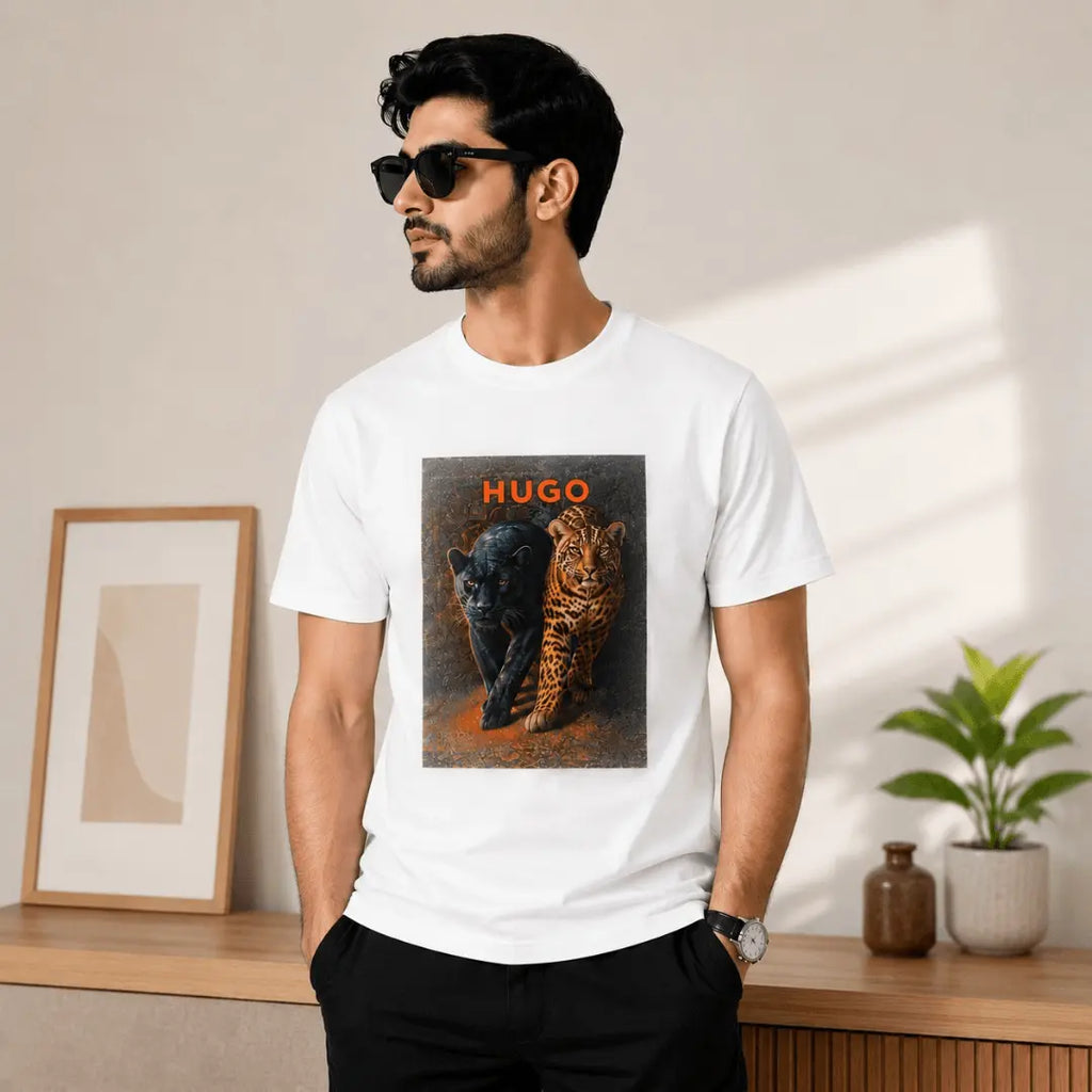 HUGO Style Panther & Leopard Printed T-Shirt