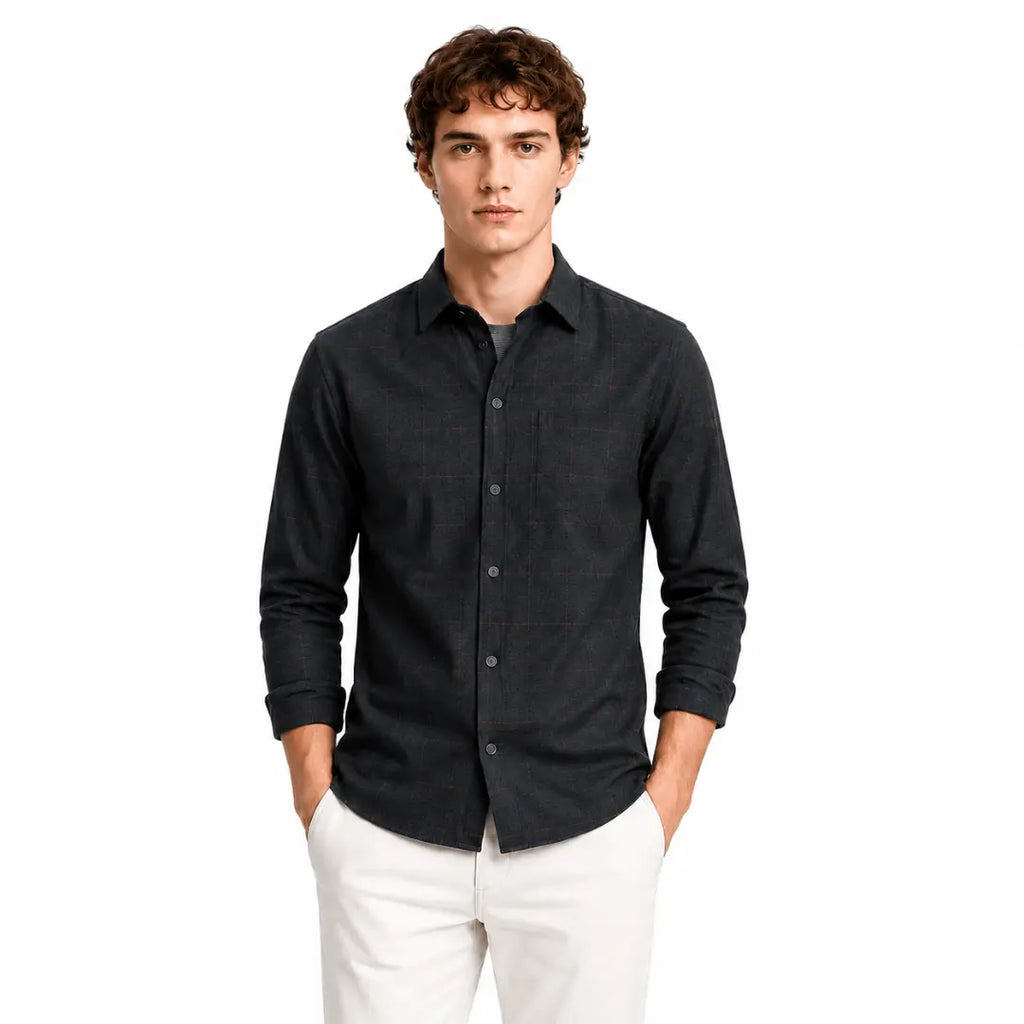 RARE RABBIT Checkered Casual Grey Shirt