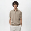 Beige Mango Fine-Knit Polo T-Shirt