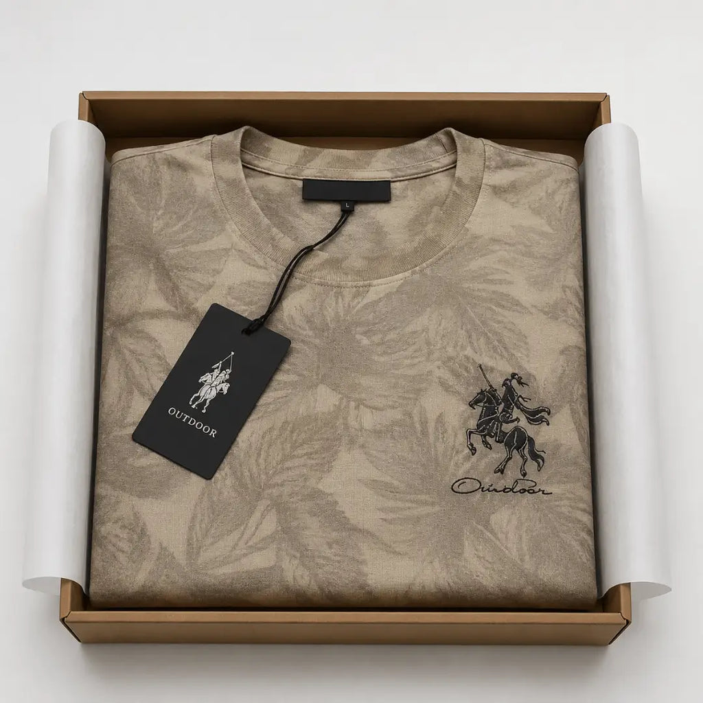 Beige Jungle Print Crew Neck T-Shirt