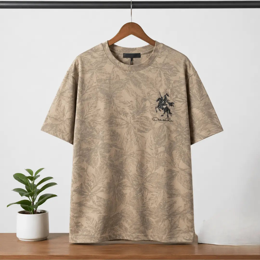 Beige Jungle Print Crew Neck T-Shirt