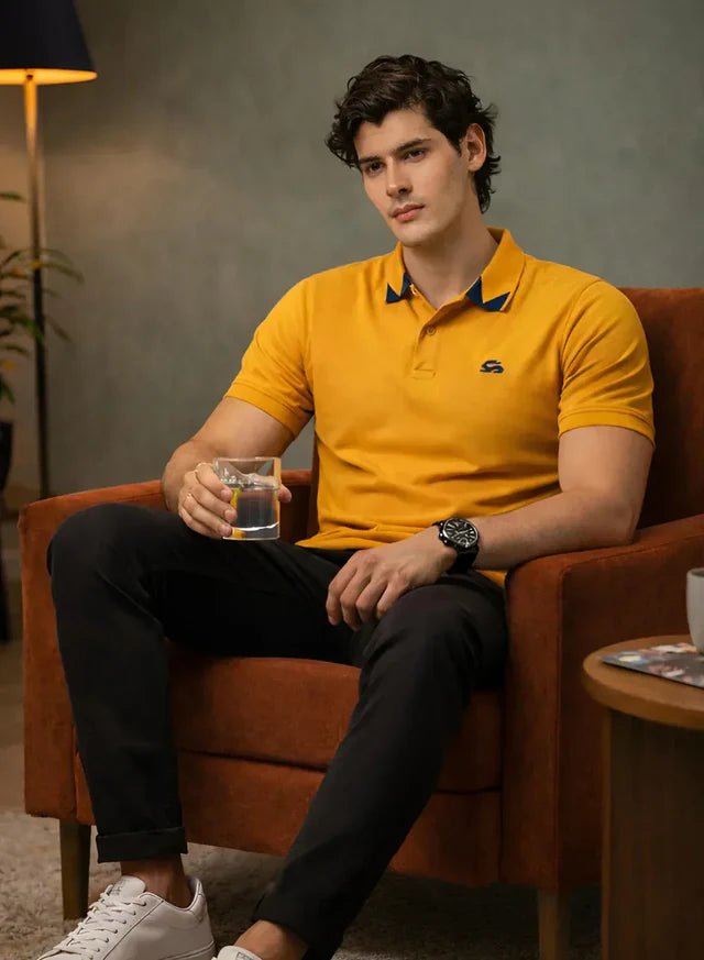 ADRO Men's Polo Collar All Over Printed Half Sleeve T-Shirt