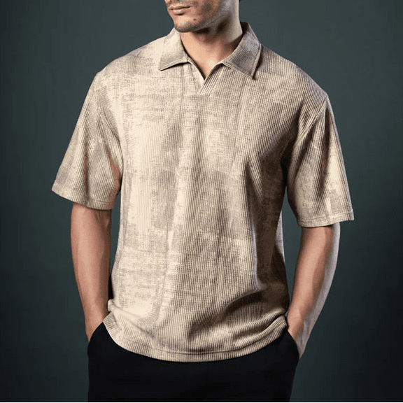 Beige Grunge Print T-Shirt