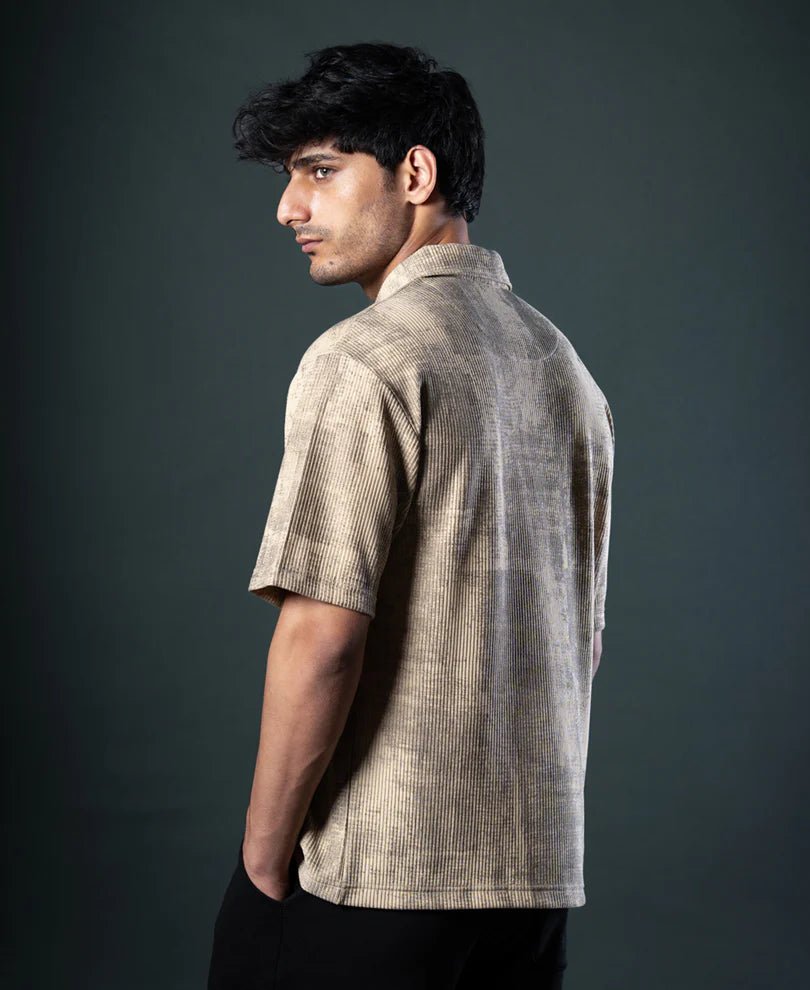 Beige Grunge Print T-Shirt