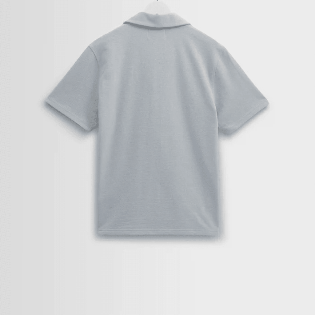 Blue Textured Organic Cotton Polo Shirt