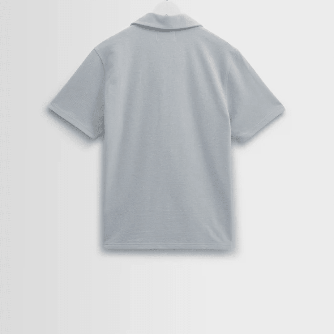 Blue Textured Organic Cotton Polo Shirt