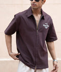 Brown Embroidered Boxy Shirt
