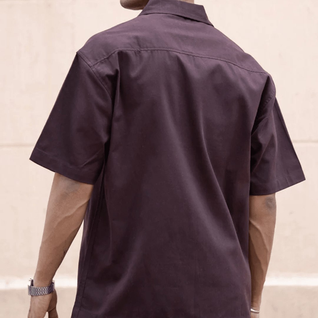 Brown Embroidered Boxy Shirt