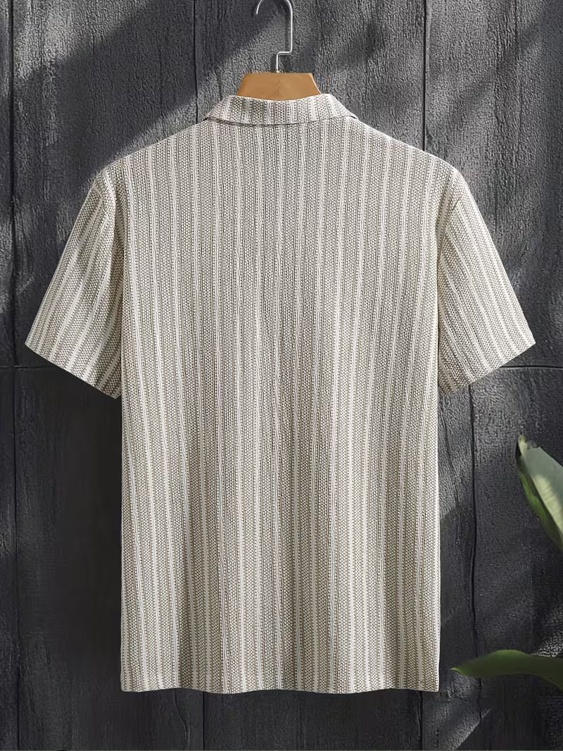 Short Sleeve Striped Casual Polo Shirt