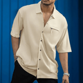 Cream Down Pocket Half Sleeve Shirt