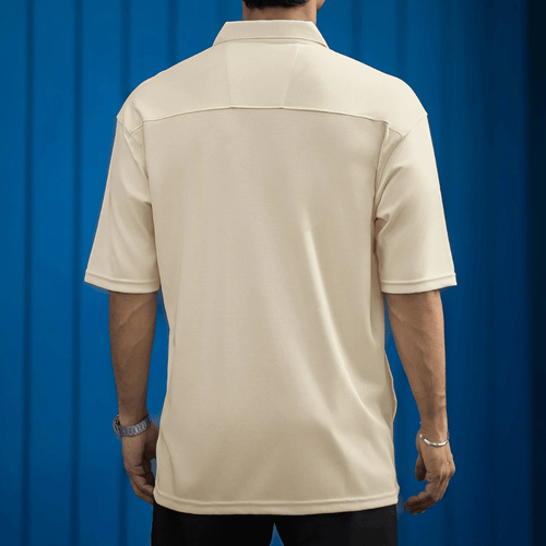 Cream Down Pocket Half Sleeve Shirt