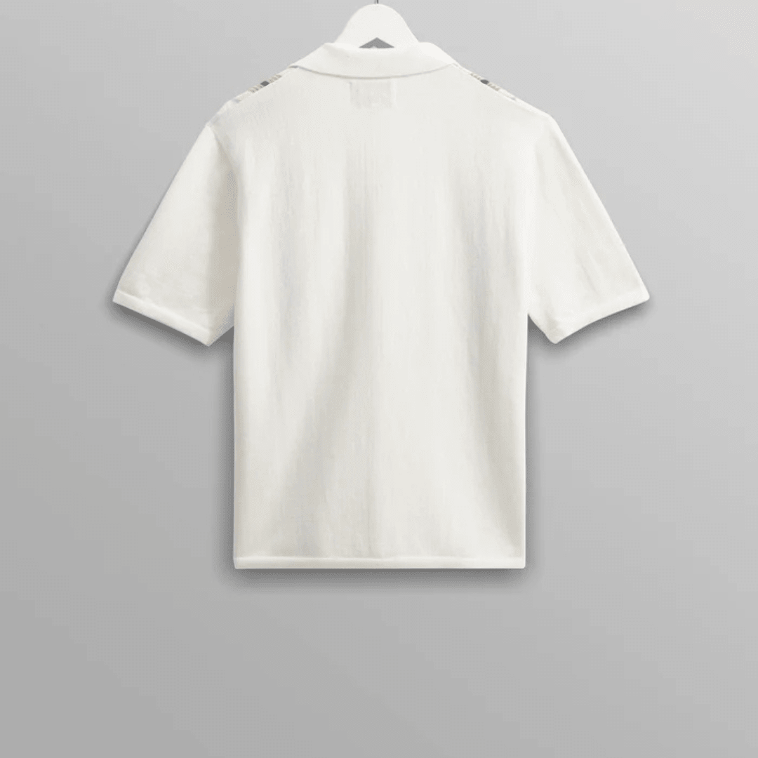 Ecru And Multicolour Striped Cotton Polo Shirt