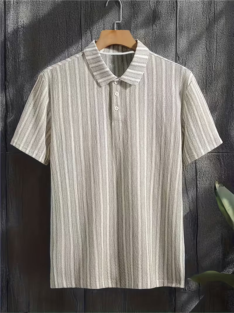 Short Sleeve Striped Casual Polo Shirt