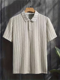 Short Sleeve Striped Casual Polo Shirt