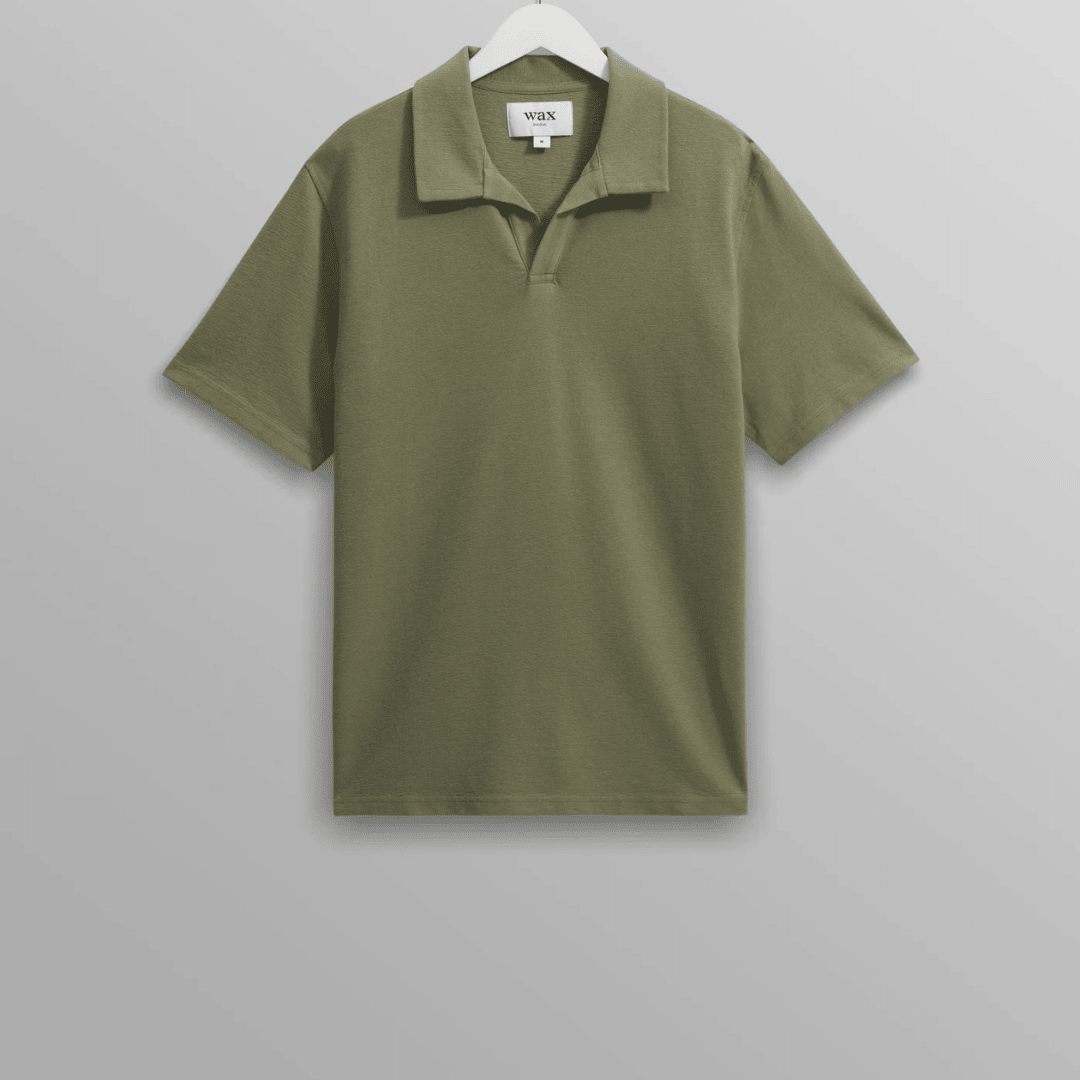Green Textured Organic Cotton Polo Shirt
