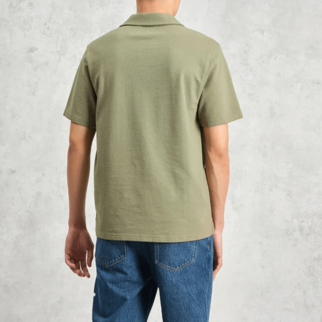 Green Textured Organic Cotton Polo Shirt
