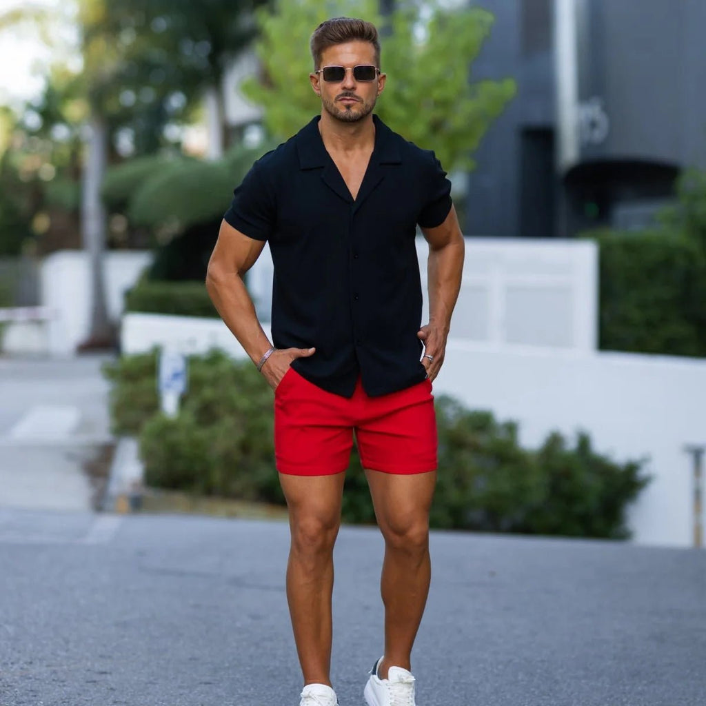 Havana Cuban Collar Stretch Knit Shirt