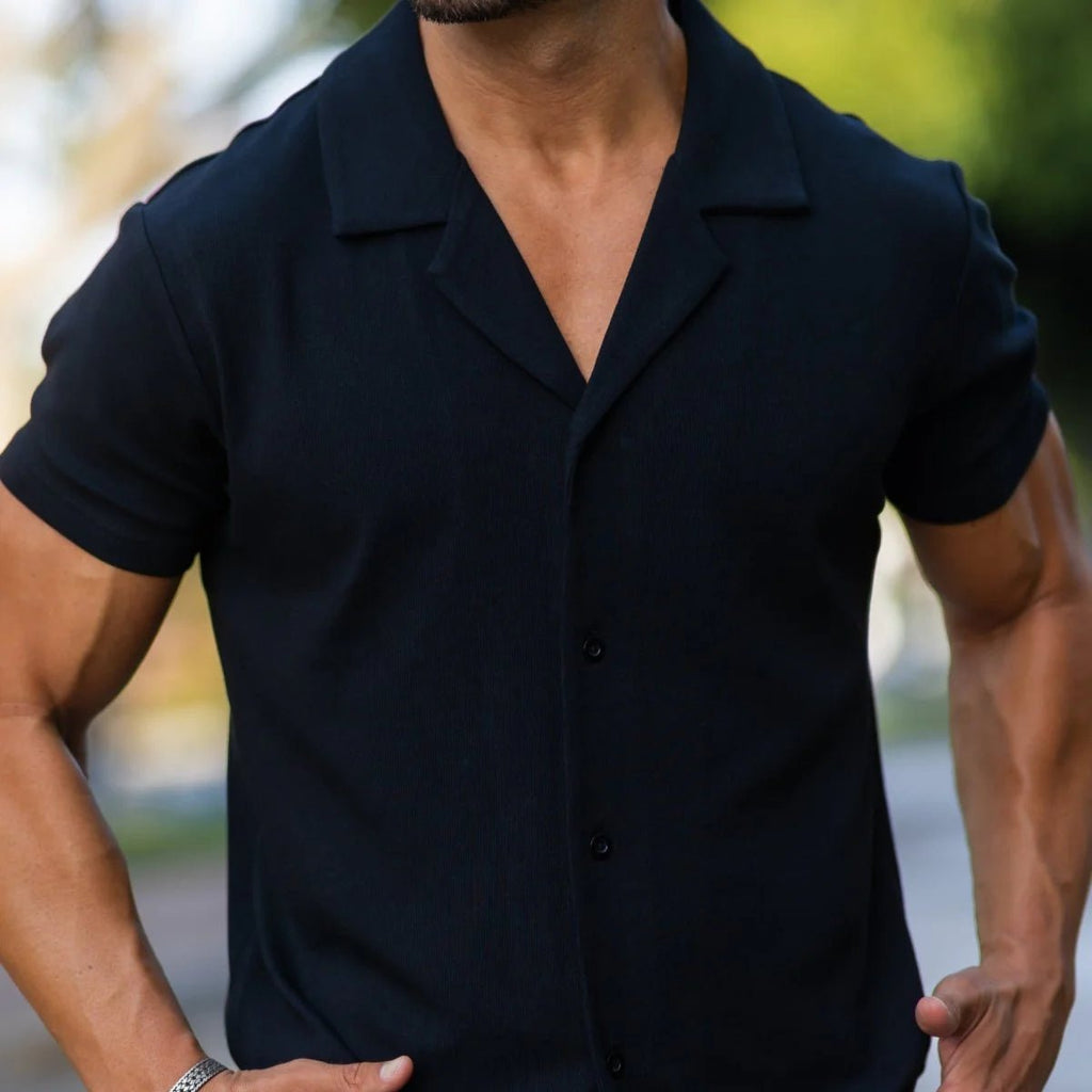 Havana Cuban Collar Stretch Knit Shirt