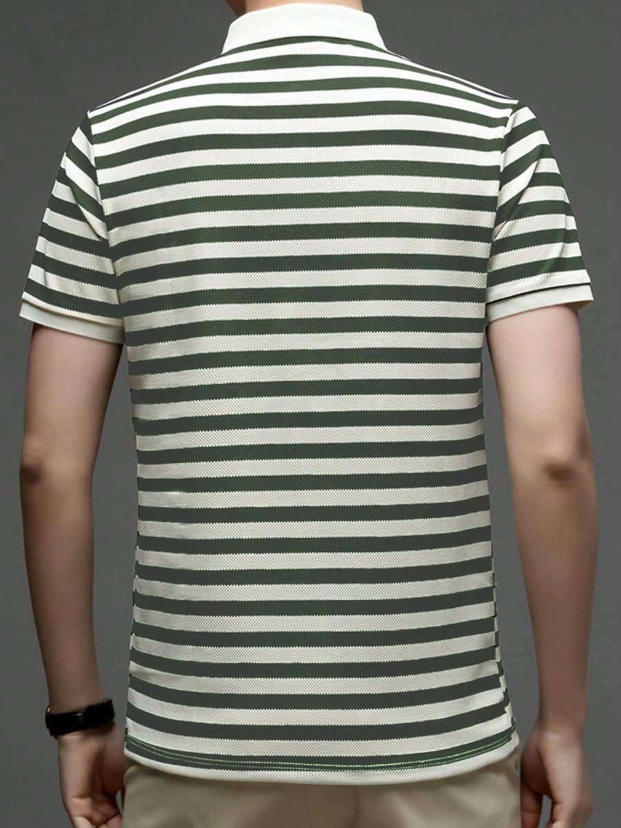 Knitted Men's Striped Polo Shirt