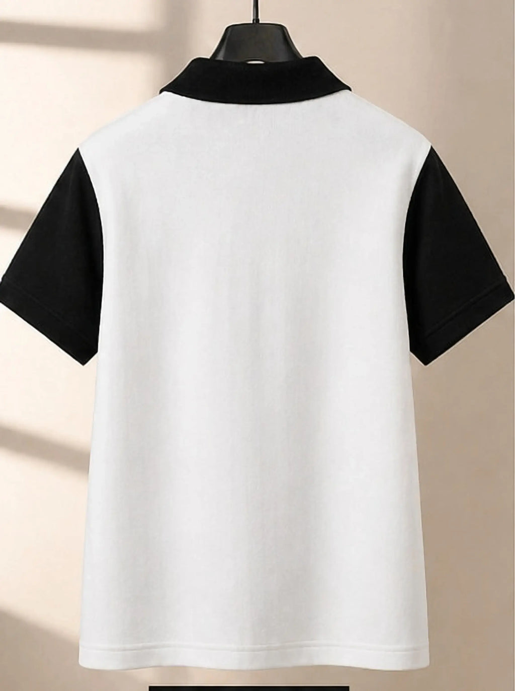 Afelix Colorblock Polo Neck Black & White T-Shirt