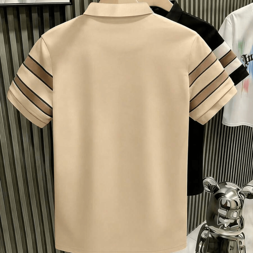 Manfinity Dauomo Men's Striped Short Sleeve Casual Commuter Polo Shirt