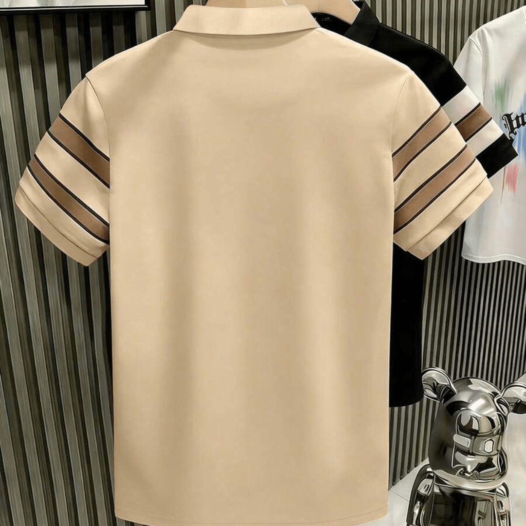 Manfinity Dauomo Men's Striped Short Sleeve Casual Commuter Polo Shirt
